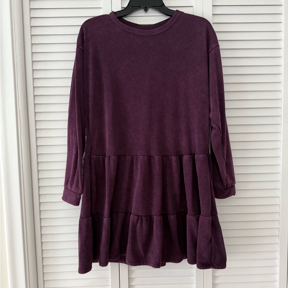Wild Fable Sweatshirt long sleeve tiered dress in wine color. Size M